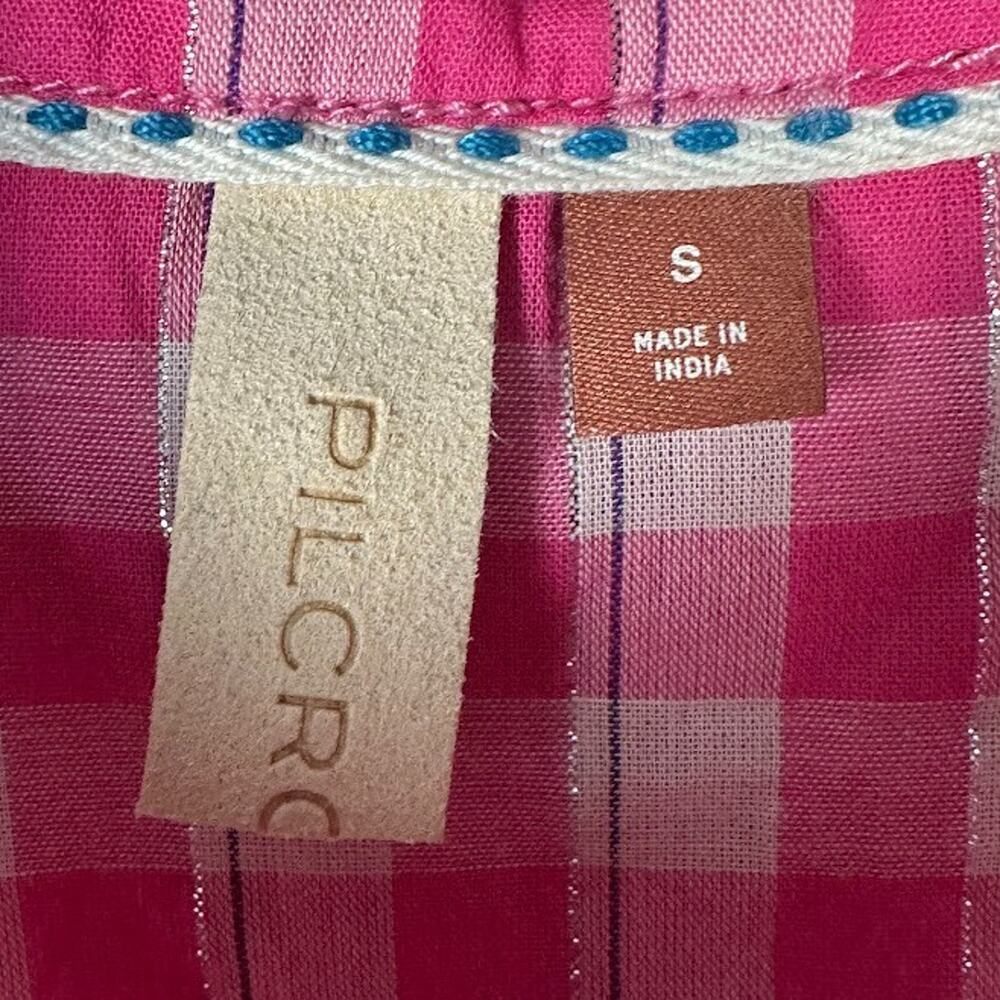 Anthropologie Pilcro Top Womens Small Pink Blue Plaid Ombre Relaxed Button Up - Picture 7 of 13